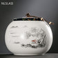 Chinesische Keramik-Teedose mit großem Fassungsvermögen, versiegelter Vorratstank, tragbare Reise-Teedosen, Teebehälter, Kaffeekanister, Bonbonglas