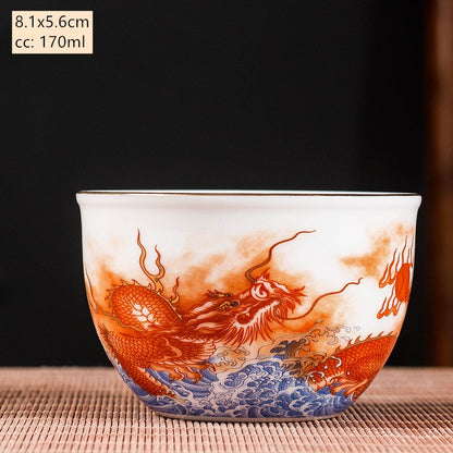 Ceramika sancai gaiwan miska smok i phoenix master filiżanka herbaty kubek ręcznie robiony Enami Kolor herbaty