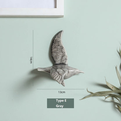 3D keramiska fåglar formar vägg hängande dekorationer enkla hemdekorationer tillbehör dekoracao para casa vägghantverk ornament
