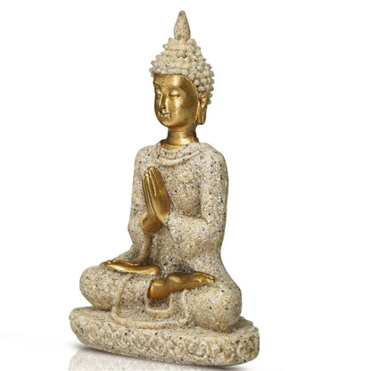 Sandstone Buddha Statue harpiks Handicrafts Stueindgang Husdekoration Sydøstasien Skulptur Meditation Bodhisattva