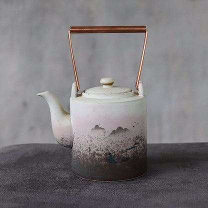 Große Keramik-Teekanne, Bergkessel, chinesische Teekanne, 400 ml