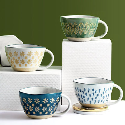 Tazze di ceramica giapponese vintage underglaze ceramica per la colazione caffettiera tè cereale tazza di ciotola da cucina decorazioni fatti a mano da tavolo fatti a mano