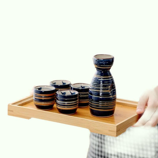 Retro Ceramic Wine Set Liquor Glass Wine Dispenser Japanese Sake Set Cup Pot Warmer Drinkware Spirits Barware Wedding Gifts