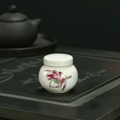 Bílá keramická nádoba malý čaj Caddy Skladovcovská nádrž Na vlhkost odolná vůči zapečetěné jar čajové plechovky čajové kontejnerové úložné bonkové bonbóny Candy Jars Čaj