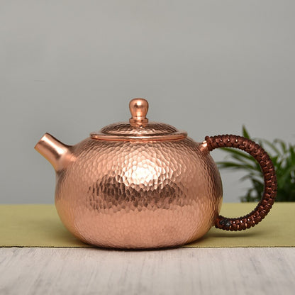 إبريق شاي 500 مللي من النحاس النقي مصنوع يدويًا على الطراز الصيني غلاية شاي الكونغ فو أدوات المائدة أدوات الشرب