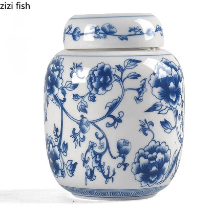 Niebiesko -biała porcelanowa słoik herbata Caddy Cearamika zamknięta w słoiku pojemnik na herbatę pudełko na herbatę czołg do przechowywania cukierki słoiki