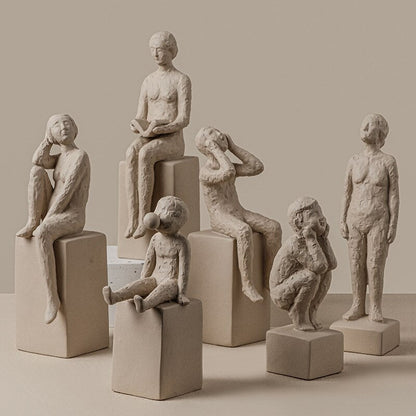 Nordic Retro Kunst Skulptur Moderne Ton Figur Startseite Wohnzimmer Schlafzimmer Dekoration Zubehör Keramik Handwerk Ornamente 