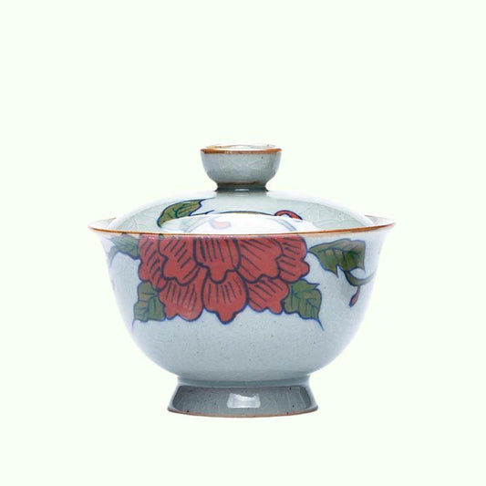 180Ml Teko Gaiwan Tiongkok Set Teh Kung Fu Keramik Mangkuk Teh Bunga Porselen Cangkir Teh untuk Perlengkapan Minum Teh Tureen Ketel Pu'er