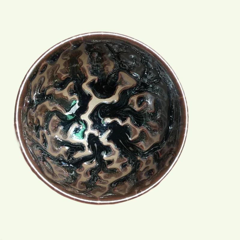 Jianzhan 독특한 트리 스타일 Tenmoku 티 컵 천연 광석 유약 중국 전통 킬 그릇 세라믹 티웨어 티 의식 쿵푸