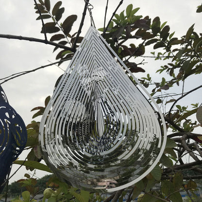 Metaal 3D Wind Spinner Chimes Slaapkamer Binnenkamer Outdoor Decor Hart Vierkante druppel Keersnij Craft Craft Metal 3D Roterende Windchime