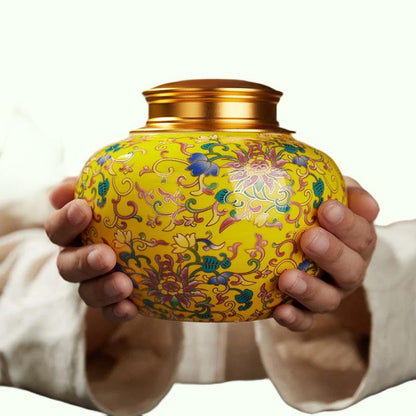 Fargede emaljer keramisk aske urn dobbelt lokk tetningsdeksel kremasjon askeholder for menneskelig begravelse voksen kjæledyr begravelse hjemme