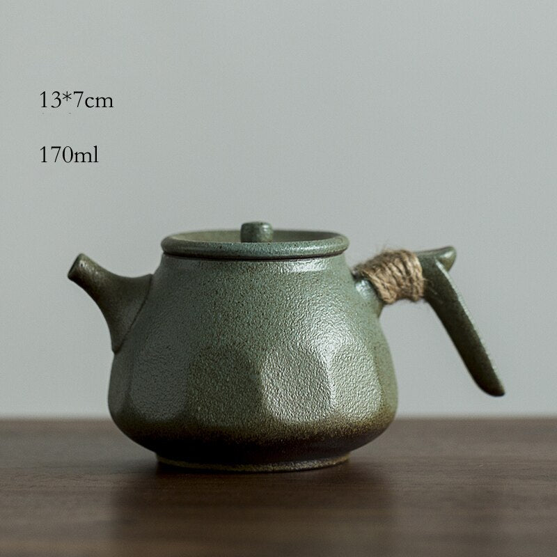 Grønn keramisk kyusu teapots vanner vintage kinesisk kung fu te potte drinkware