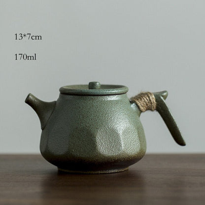 Green ceramic kyusu teapots kettles vintage chinese kung fu tea pot drinkware