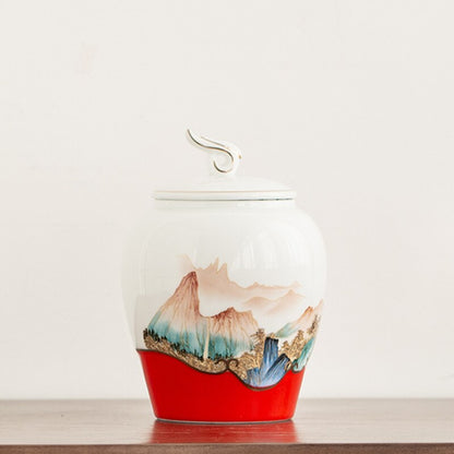 Ručně malovaná zapečetěná keramika Čaj Caddy Domácnost Sušené ovoce Svačiny Zásobník Cestovní krabice na čaj Nádoby na oolong Tieguanyin