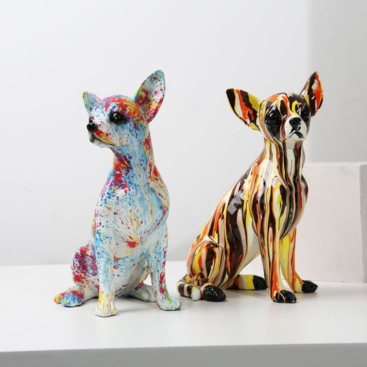 Yaratıcı sanat chihuahua renkli küçük süsler reçine köpek el sanatları ev dekorasyon renk modern basit ofis masaüstü zanaat