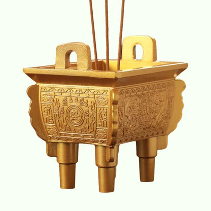 Tibetan Incense Stick Burner Gold Tripod Alloy Buddhist Indoor Desktop Decoration Tantric Meditation Temples Aromatherapy Stove