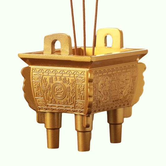 Burner di incenso tibetano Burner in oro in lega oro in lega buddista Desktop interno decorazione di meditazione tantrica templi aromaterapia stufa