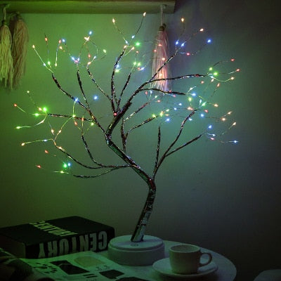LED Night Light Mini Christmas Tree Copper Wire Garland Lamp For Kids Home Bedroom Dekorasjon Dekor Fairy Light Holiday Belysning