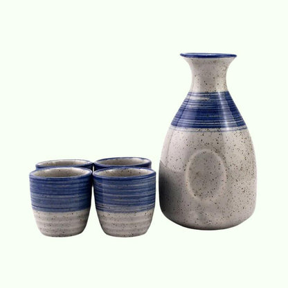 5st/set keramik Sake Cup Jug Japan En kruka med fyra koppar vinglas set winebowl litet keramiskt vinglas