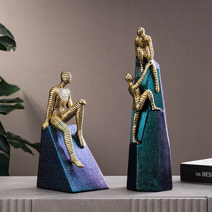 מופשט אופי פסל שרף פסל צבע מודל מודרני לקישוט הבית קלטת סלון קישוט משרדי שולחן משרדי מתנות