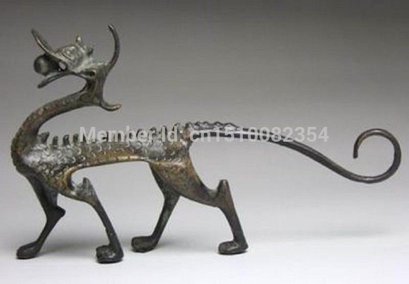 Harvinainen erinomainen kiinalainen pronssi veistetty Luck Dragon Figurine
