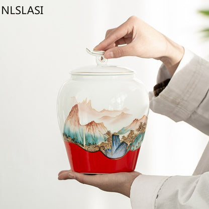 Håndmalt forseglet keramikk tebeholder Tørket frukt til husholdningssnacks Oppbevaringstank Reise tebokser Oolong Tieguanyin-beholdere
