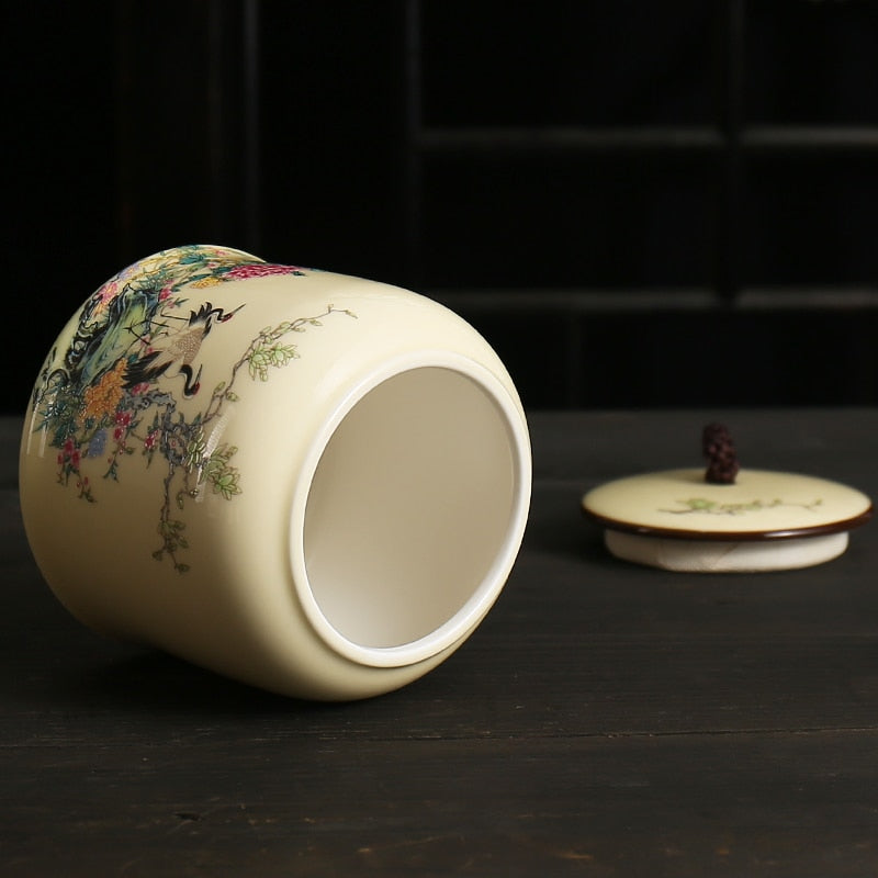 Vintage Tea Caddies Can Pot Box Jar Containers Ceramic Sealed Celadon Household Tea Gift Home Decoration;