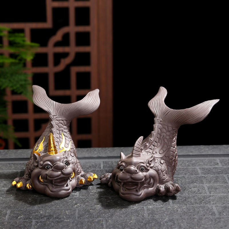 Purple Clay Lucky Fish Mascot Tea Pet Accessories Handicraft Home Decoration Business Gave Hjemmemøbler Artikler