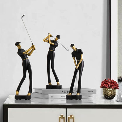 Golf Human Statue Resin Art Creative Sculpture Office Decor Tilbehør Moderne håndverksskap