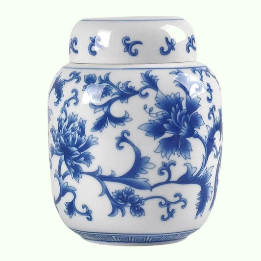 Tè in porcellana blu e bianca ceramica caddy ceramica ceramica sigillata tè da tè scatola da tè serbato