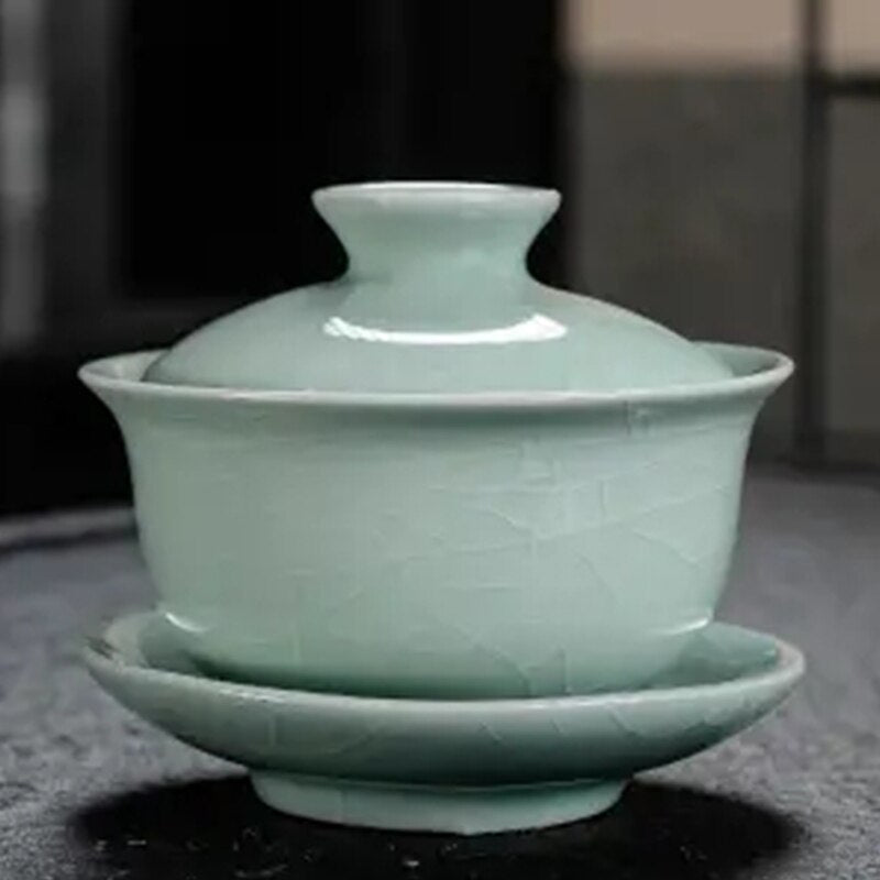 Cerámica gaiwán jingdezhen chino kungfu teaset tres talentos tazón de té tazón de té grande juego de platillo de té para té de té de ceremonia de té regalo