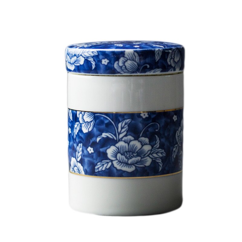 Kinesiskt blått och vitt porslin förseglat tecaddy Hushållskeramik förvaringstank Resor tepåse Kökskryddorganisatör