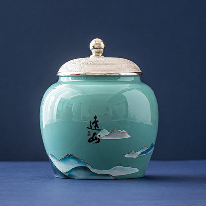 Kreativitet Keramik Tea Caddy Stor slik Tørret frugt Opbevaringstank Bærbar forseglet tekrukke Rejse Teæsker Kaffebeholder
