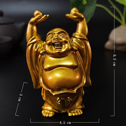 الذهبي يضحك بوذا تمثال الصينية فنغ شوي محظوظ المال مايتريا تمثال بوذا التماثيل ديكور حديقة المنزل التماثيل