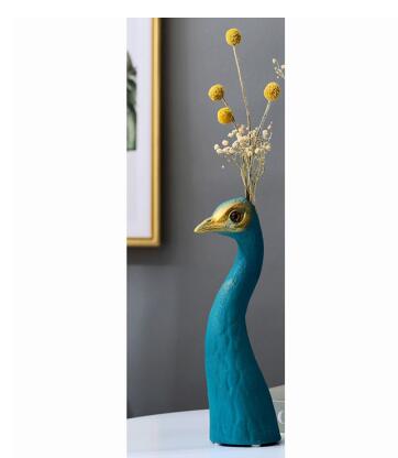 ヨーロッパの孔雀の陶器の花瓶の風水像を開く結婚式の誕生日家具装飾ホームルームテーブル図工芸品
