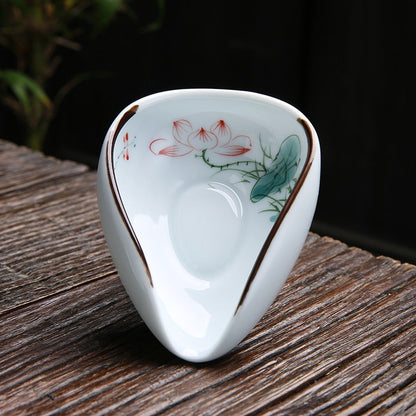 1piece Hand Painted Tea Holder Spoon Ceramic Spare Accessories Business High-Quality Porcelain Gift Tableware
