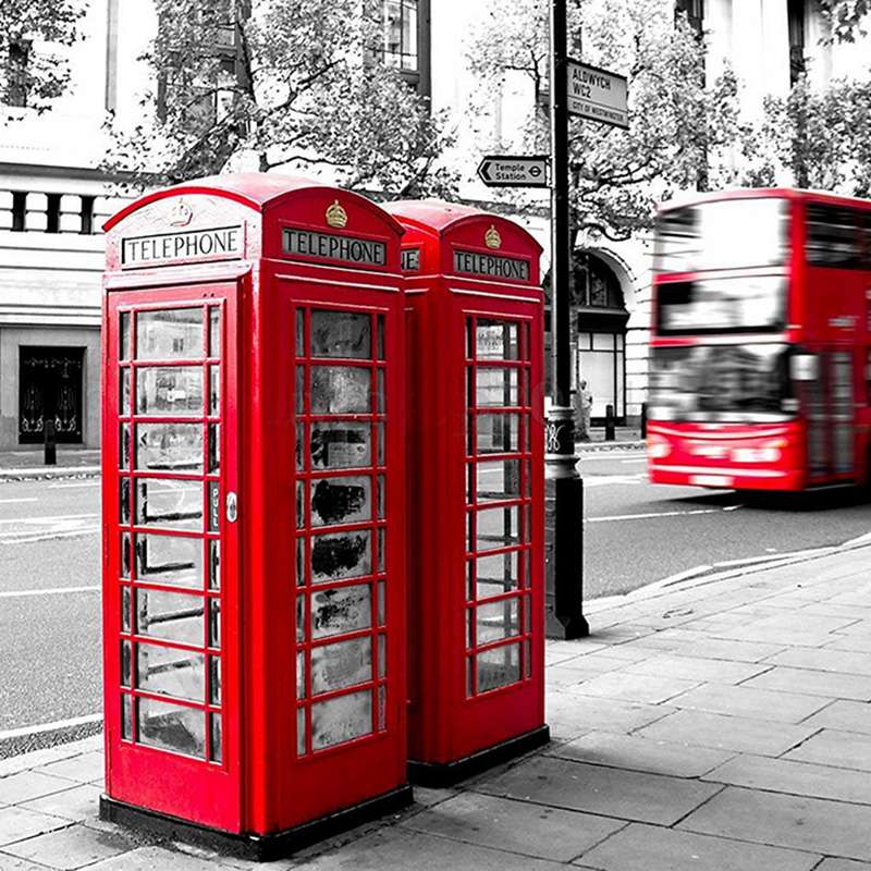 Metal Red British English London Telefonbås Bank Coin Bank Saving Pot Piggy Bank Red Phone Booth Box 140x60x60mm