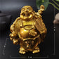 Goldene lachende Buddha-Statue, chinesisches Feng Shui, Glücksgeld, Maitreya-Buddha-Skulptur, Figuren, Heimgarten-Dekoration, Statuen 