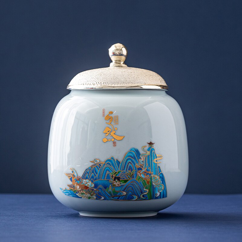 Kreativität Keramik Teedose, großer Aufbewahrungsbehälter für Süßigkeiten und getrocknete Früchte, tragbar, versiegeltes Teeglas, Reise-Teedosen, Kaffeekanister