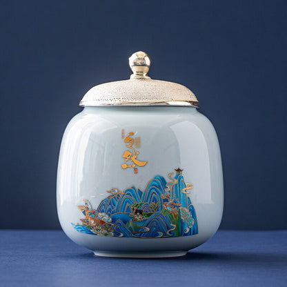 Criatividade cerâmica chá caddy grandes doces tanque de armazenamento de frutas secas portátil selado jarra de chá viagem caixas de chá vasilha de café