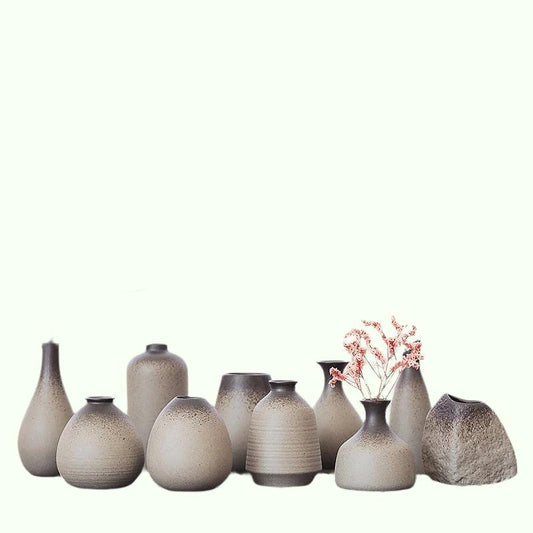 China Pottery Vas Kecil Bunga Retro Bunga Keramik Kontainer Dekoratif Vas Dekorasi Rumah Modern