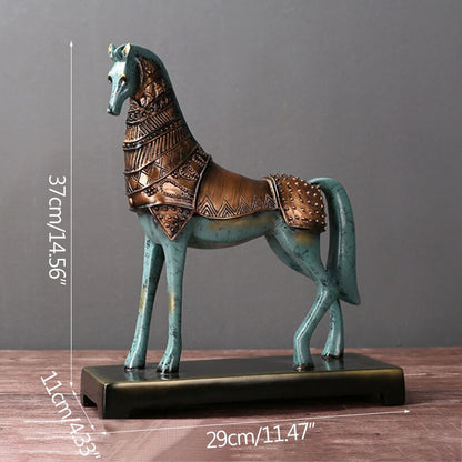 Strongwell Chinese Horse Statue Tang Tri-Color Glazed Ceramics Warhorse Sculpture Retro Home Office Desktop Decorations Gift