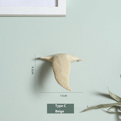 Burung seramik 3d membentuk dinding gantung dinding hiasan rumah sederhana aksesori decoracao para casa dinding kerajinan dinding