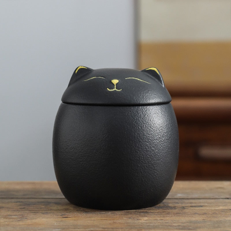 Urn for kjæledyr aske kattform minnes kremering urns-håndlagde svart dekorative urner for begravelse ， katt urn ， hund urne