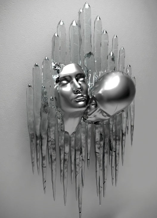 Metal Figura Estátua Estilos de Estátua Abstract Canvas Pintura Casais Arte da parede Amante de escultura Poster Prinha Decoração de casa Presentes da sala de estar