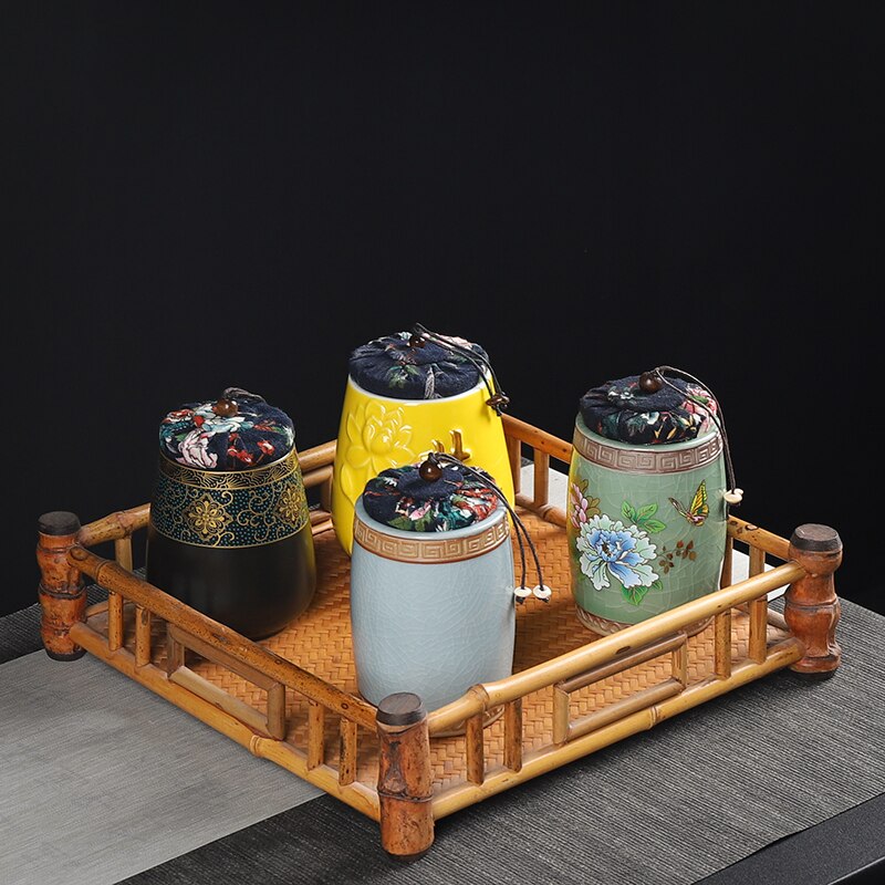도자기 밀봉 된 항아리 차 캐디 차 상자 저장 탱크 차 조직기 사탕 용기 음식 용기 저장 상자 차 캔 장식 용기