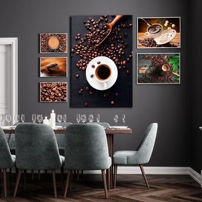خمر التصوير القهوة يطبع الرسم على لوحات القماش الجدارية صالة الشمال المشارك وطباعة جدار صورة لغرفة المعيشة ديكور