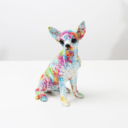 Creatieve kunst chihuahua kleurrijke kleine ornamenten hars honden ambachten huizendecoratie kleur modern eenvoudig kantoor bureaublad ambacht