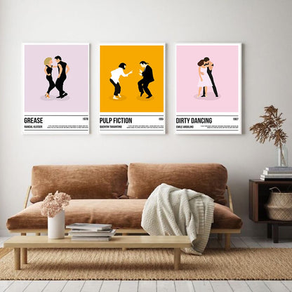 Grease Poster Canvas tulostaa likaiset tanssivan elokuvan maalaus Vintage Pulp Fiction Film Picture poikaystävä joululahja kodin sisustus