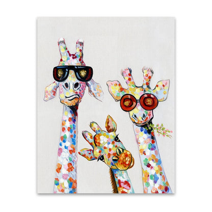 Wall Art Canvas Print Color Animal Picture Giraffe Lukisan Keluarga Untuk Ruang Tamu Dekorasi Rumah Tanpa Bingkai